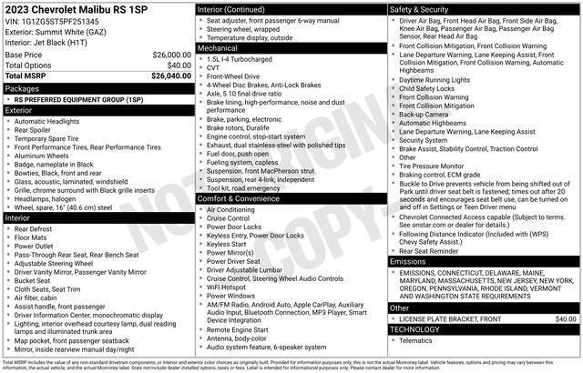 2023 Chevrolet Malibu Vehicle Photo in DANBURY, CT 06810-5034