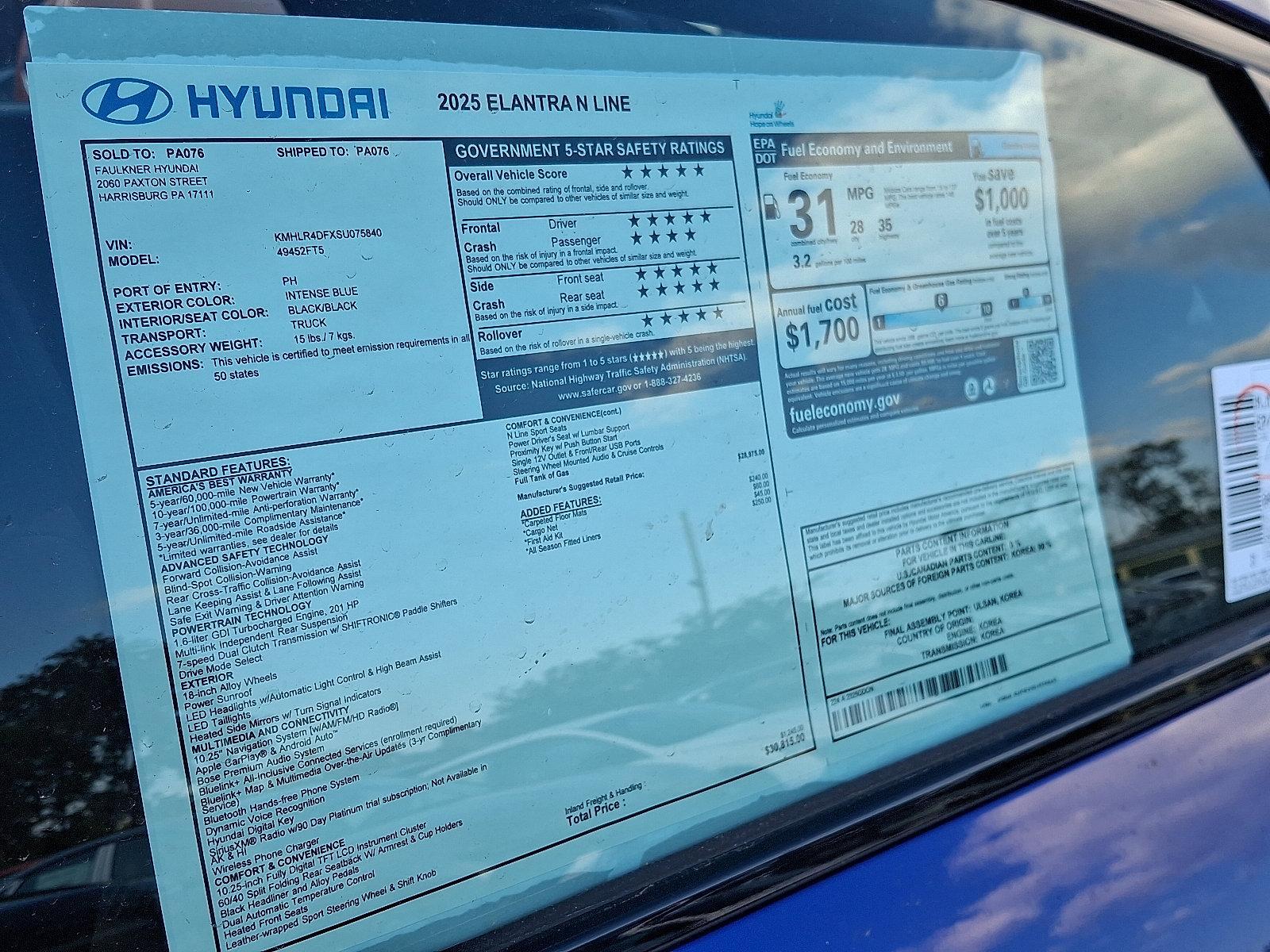 2025 Hyundai ELANTRA Vehicle Photo in Harrisburg, PA 17111