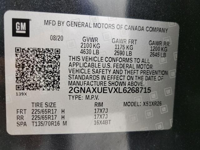 2020 Chevrolet Equinox Vehicle Photo in NEENAH, WI 54956-2243
