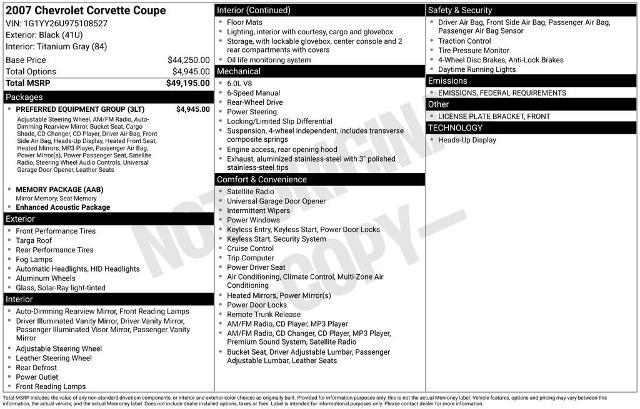 2007 Chevrolet Corvette Vehicle Photo in PUYALLUP, WA 98371-4149