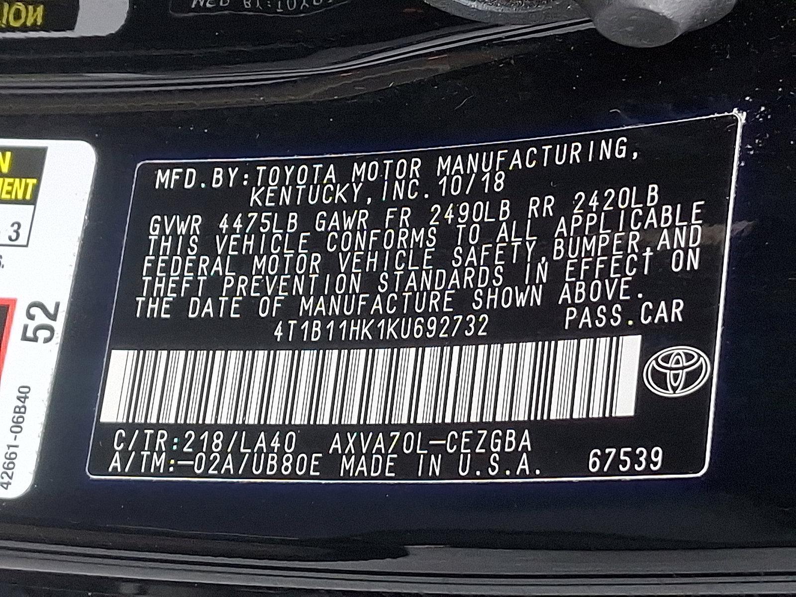 2019 Toyota Camry Vehicle Photo in Harrisburg, PA 17111
