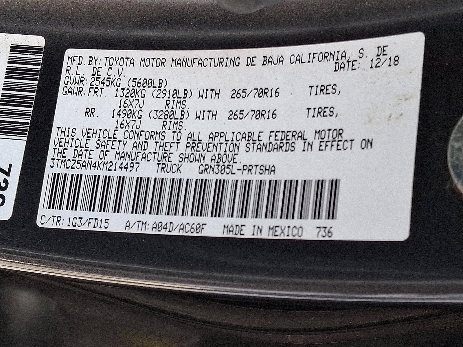 2019 Toyota Tacoma 4WD Vehicle Photo in BETHLEHEM, PA 18017-9401