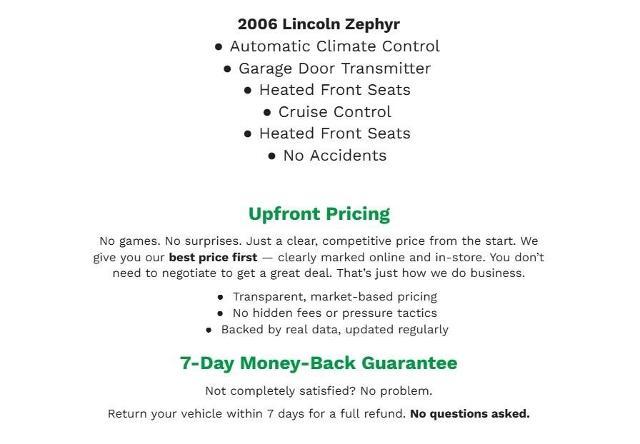 2006 Lincoln Zephyr Vehicle Photo in APPLETON, WI 54914-8833