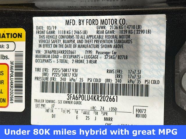 2019 Ford Fusion Hybrid Vehicle Photo in EVERETT, WA 98203-5662