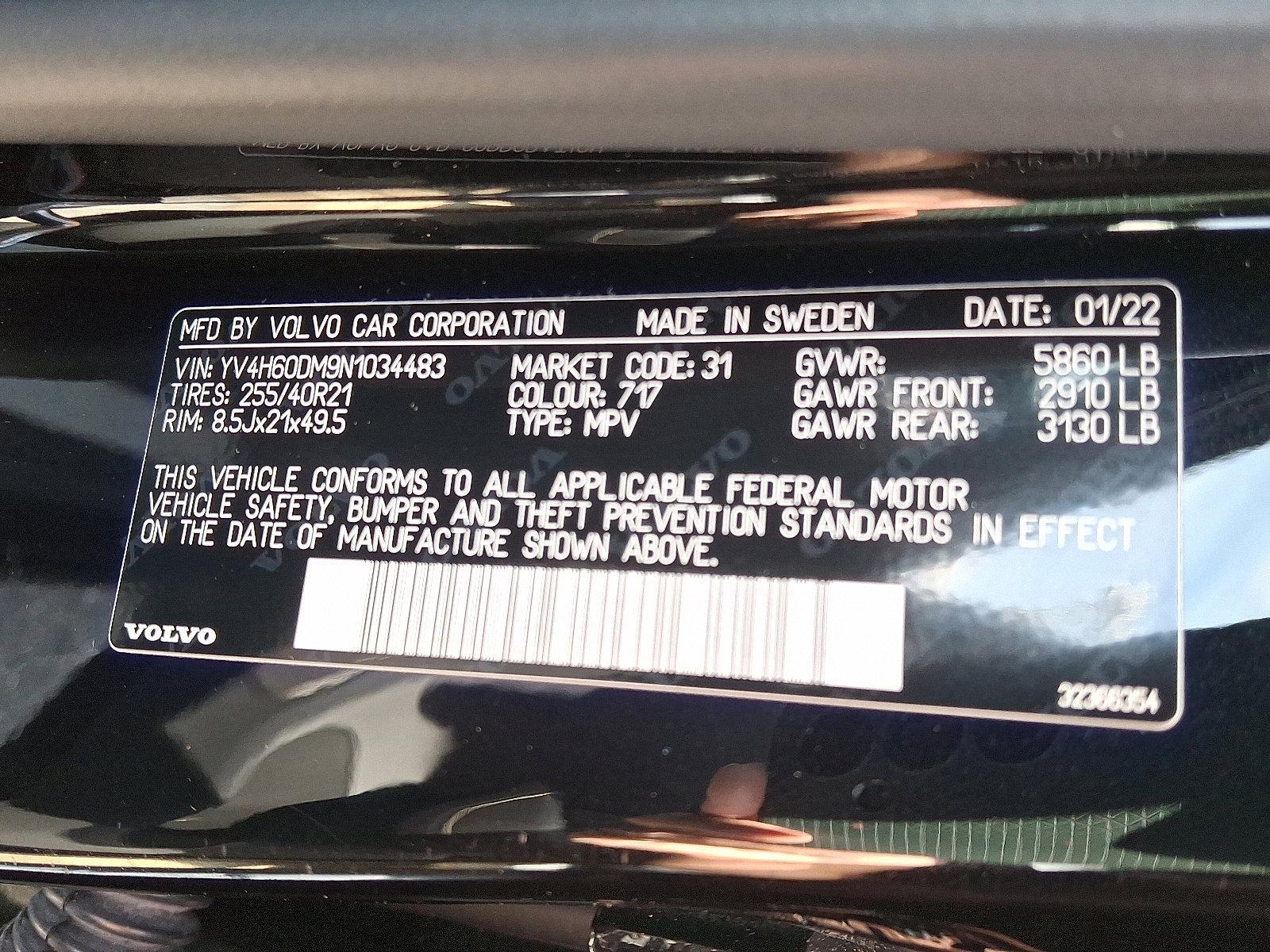 2022 Volvo XC60 Recharge Plug-In Hybrid Vehicle Photo in BETHLEHEM, PA 18017-9401